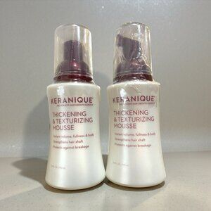 2 PACK Keranique Thickening & Texturizing Mousse Fullness & Body 3.4 fl.oz.